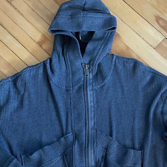 FP MOVEMENT FREE PEOPLE Time Out Full Zip Hoodie Boxy Fit Cropped Ribbed - Picture 2 of 11